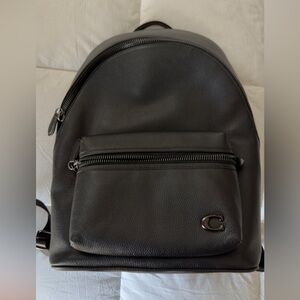 Coach Plaque Black Leather Backpack